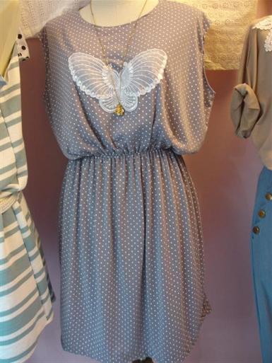 Dress เอวจั๊มผ้ายืดลายจุด