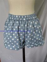 กางเกงขาสั้น เอวยางยืด ผ้า cotton สีเทา ลาย polka dot 