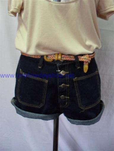 กางเกงขาสั้น เอวสูง สีน้ำเงินเข้ม size XXL 