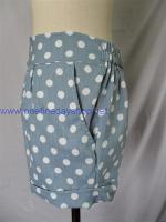 กางเกงขาสั้น เอวยางยืด ผ้า cotton สีเทา ลาย polka dot 